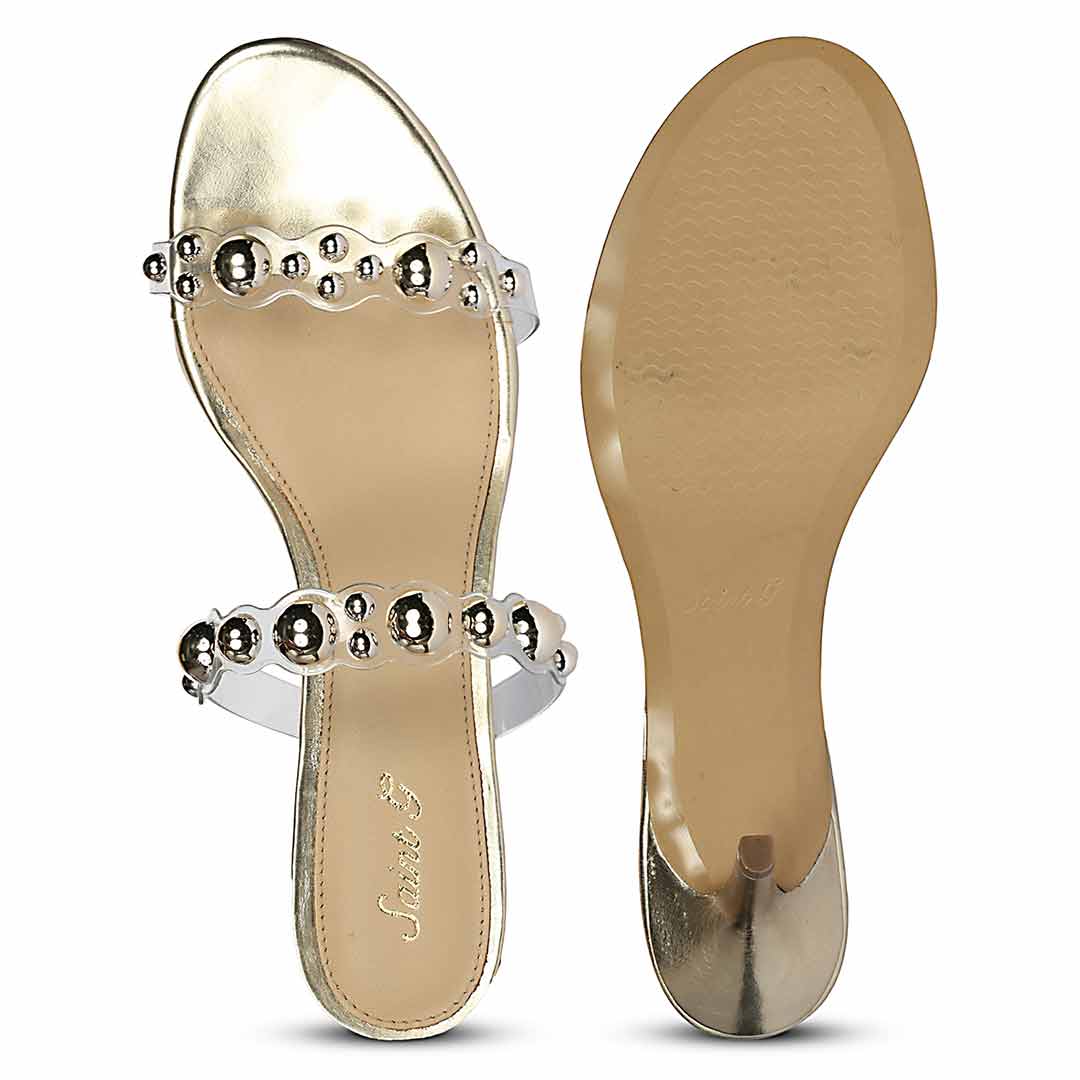Saint Lumi Studded Gold Stiletto Heels