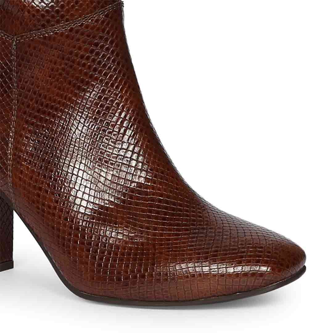 Saint Leona Croco Embossed Leather Long Boots
