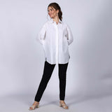 Saint Florence White Crystal Embellished Cotton Shirt