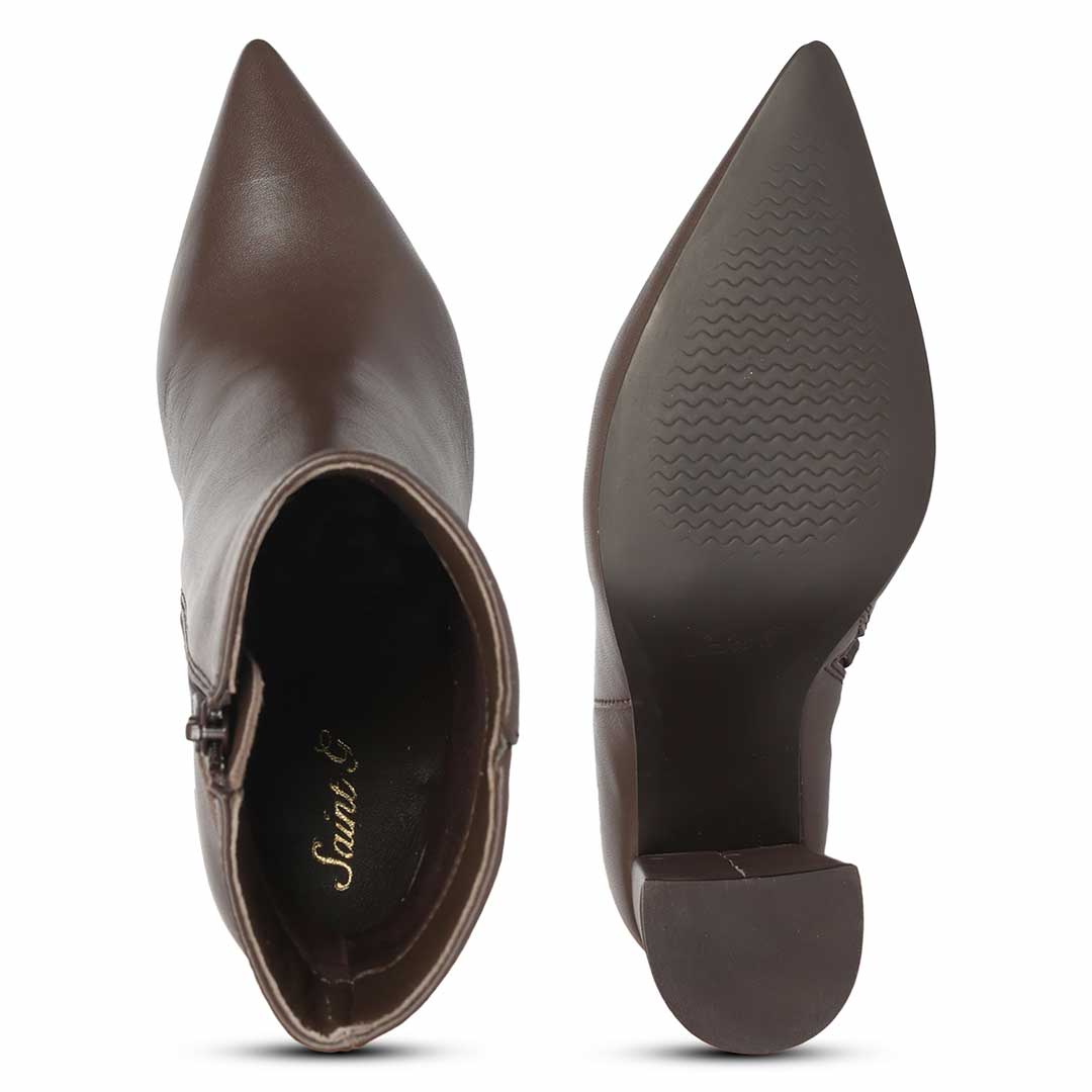 Saint Lana Golden Ring Brown Leather High Ankle