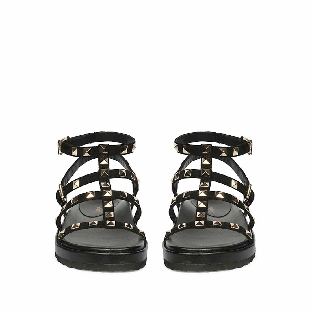 Saint Tessa Black Studded Leather Footbed Sandals