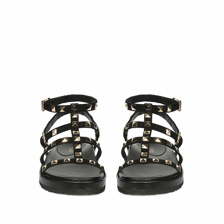 Saint Tessa Black Studded Leather Footbed Sandals