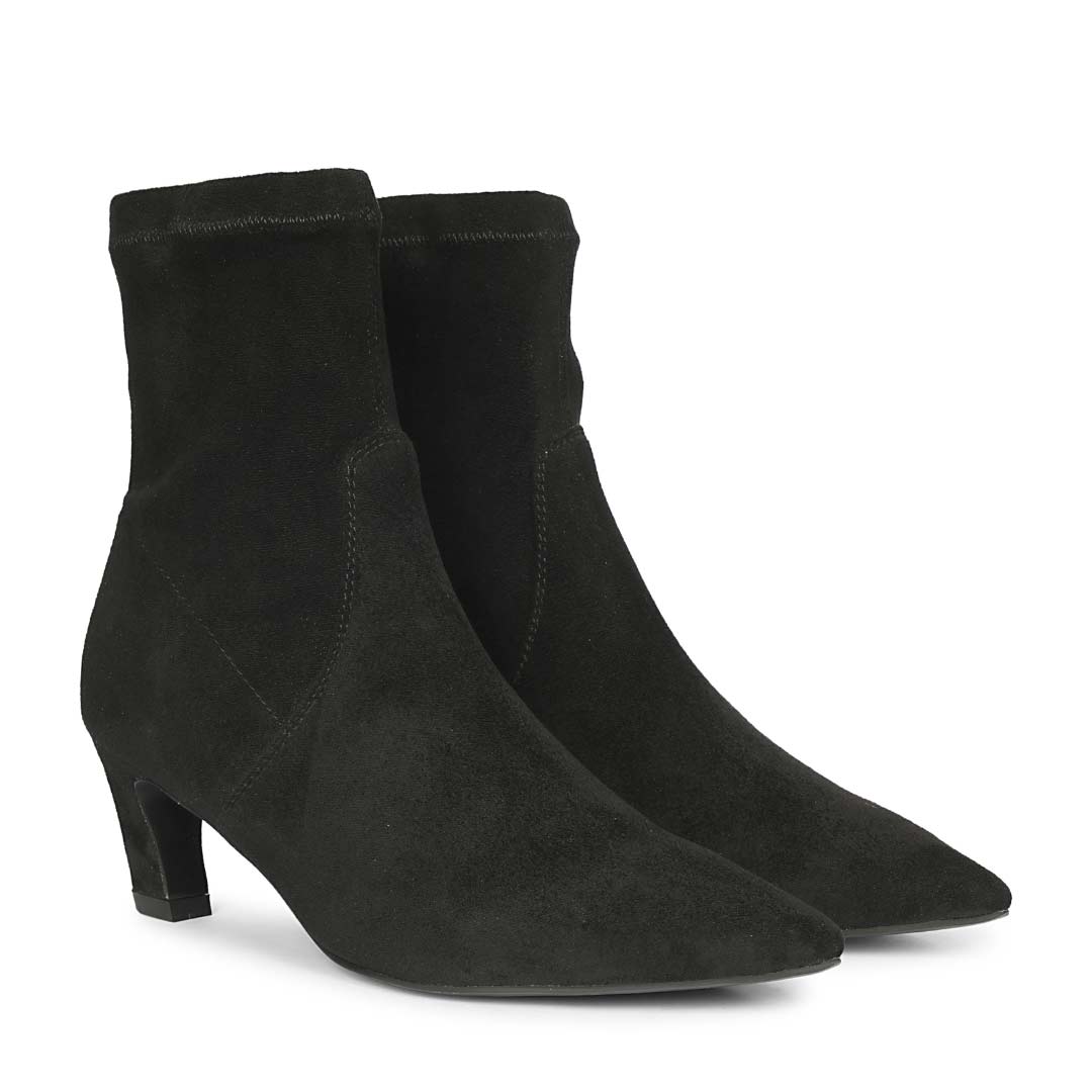 Saint Avery Black Stretch Suede Kitten Heel Boots