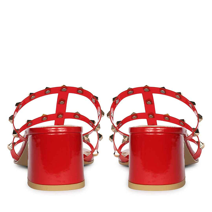 Saint Mavis Gold Studs Red Block Heels