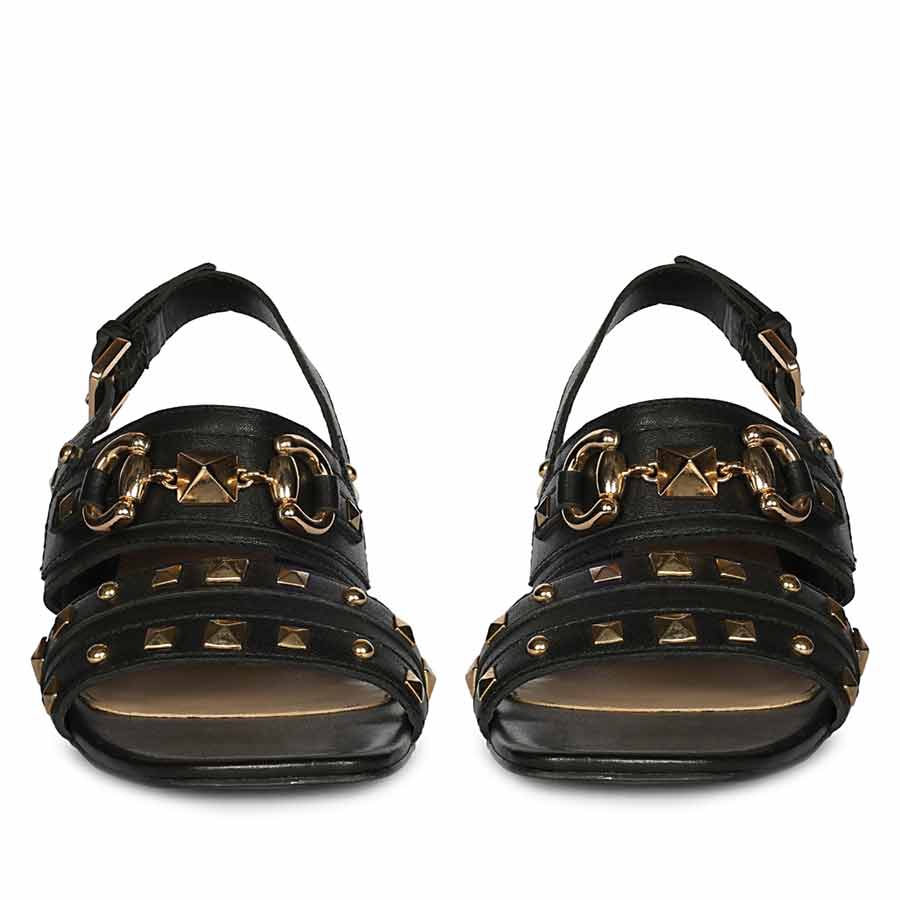 Saint Mabel Embellished Black Leather Heels