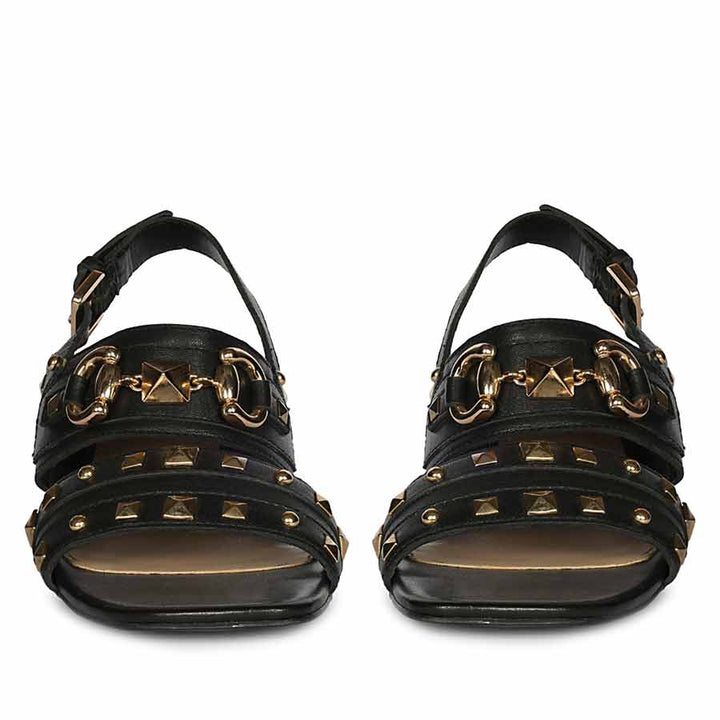 Saint Mabel Embellished Black Leather Heels