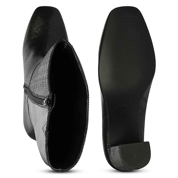 Saint Leona Croco Embossed Black Long Boots
