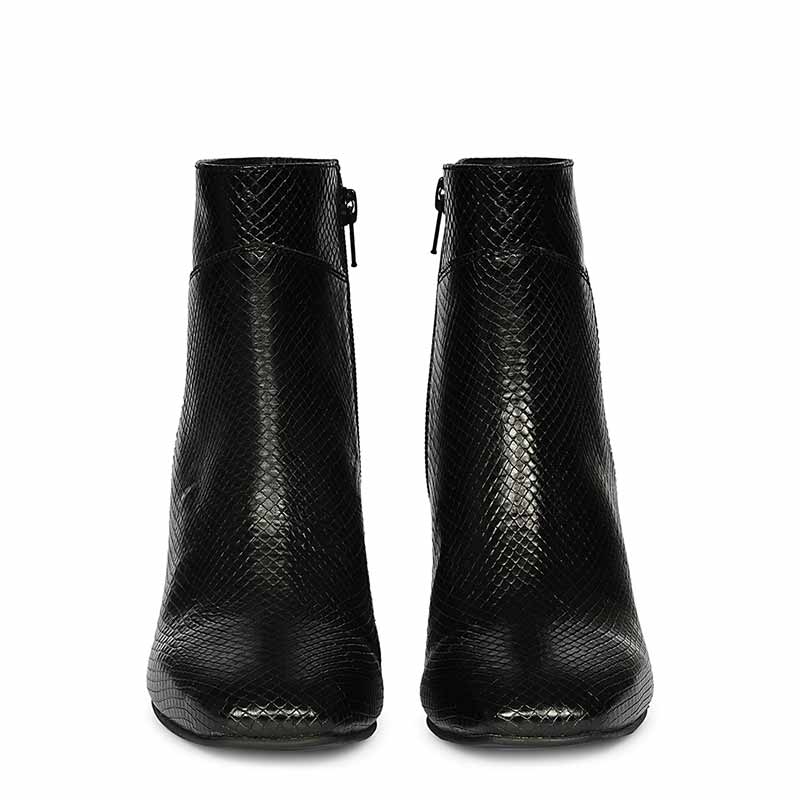 Saint Amara Black Snake Embossed Leather Ankle Boots