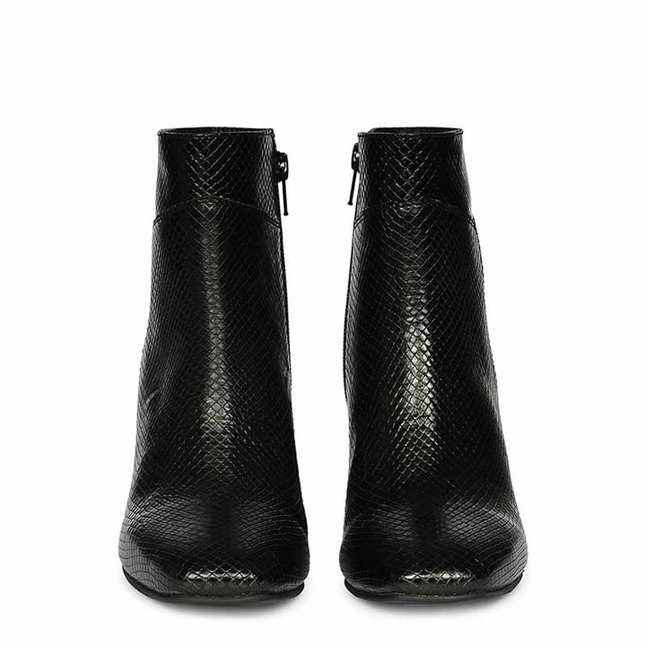 Saint Amara Black Snake Embossed Leather Ankle Boots