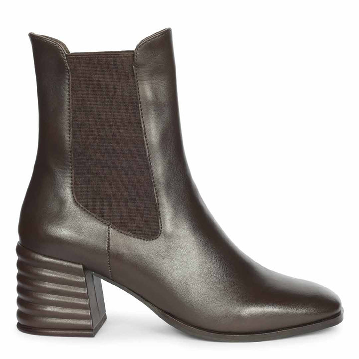 Saint Reagan Brown Distressed Leather  High Ankle Boots