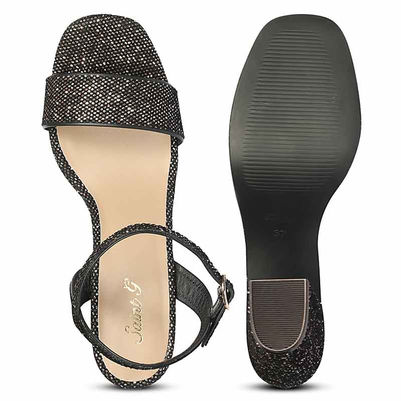 Saint Merrily Pewter Glitter Block Heels