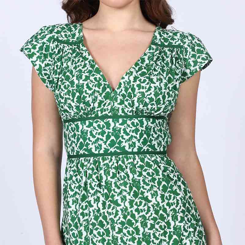 Saint Skylar Green Tiered Cotton Voil Maxi Dress