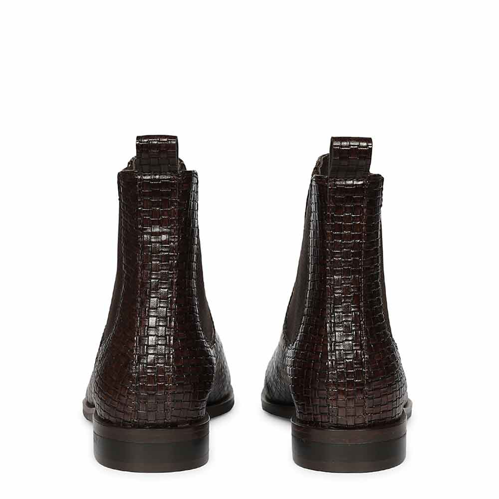 Saint Amara Woven Embossed Chelsea Leather Boots