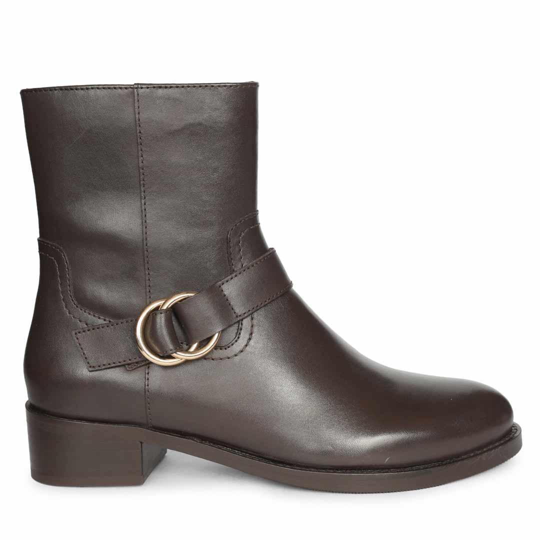 Saint Marina Brown Leather High Ankle Boots
