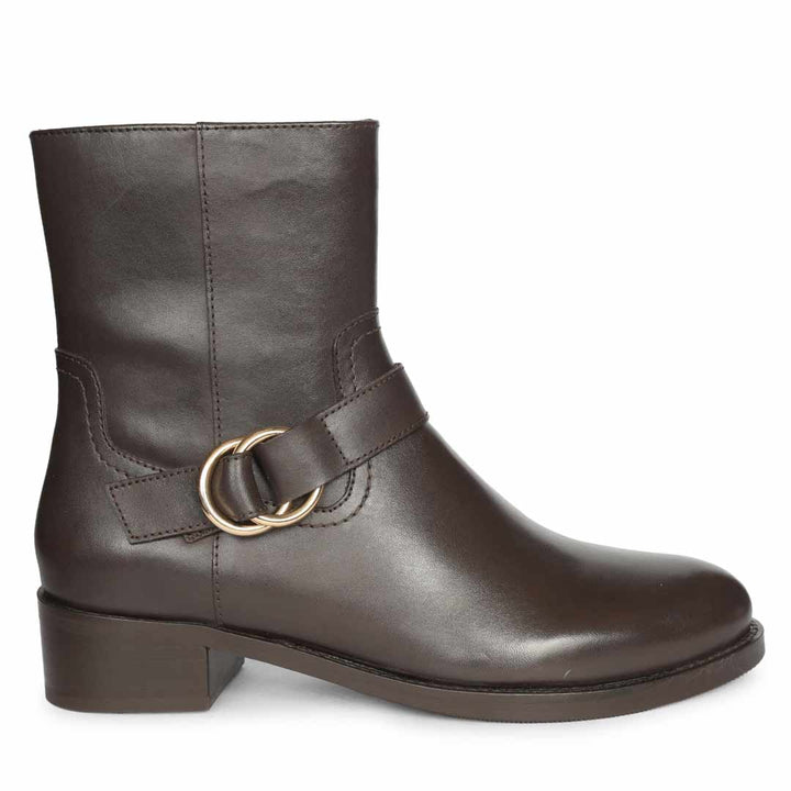 Saint Marina Brown Leather High Ankle Boots