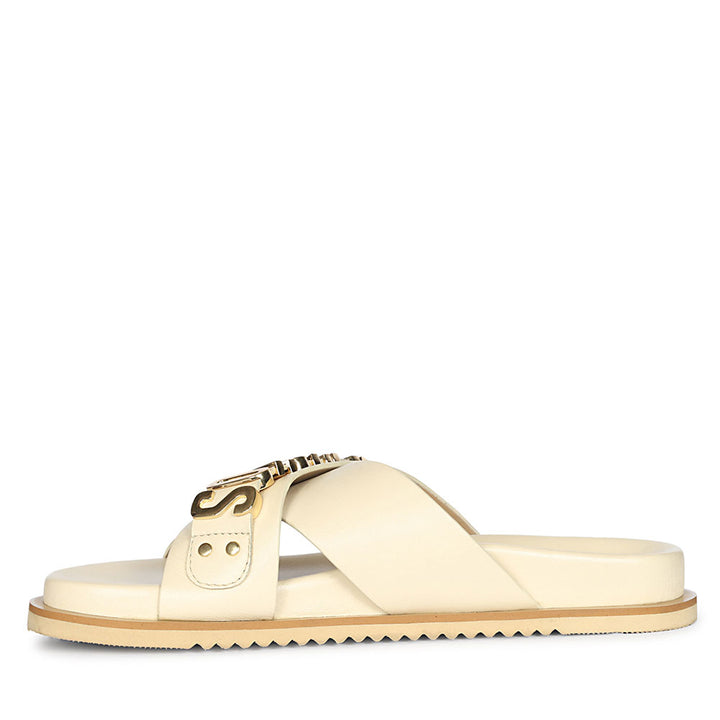 Saint Yorien Off White Leather Footbed Sandals