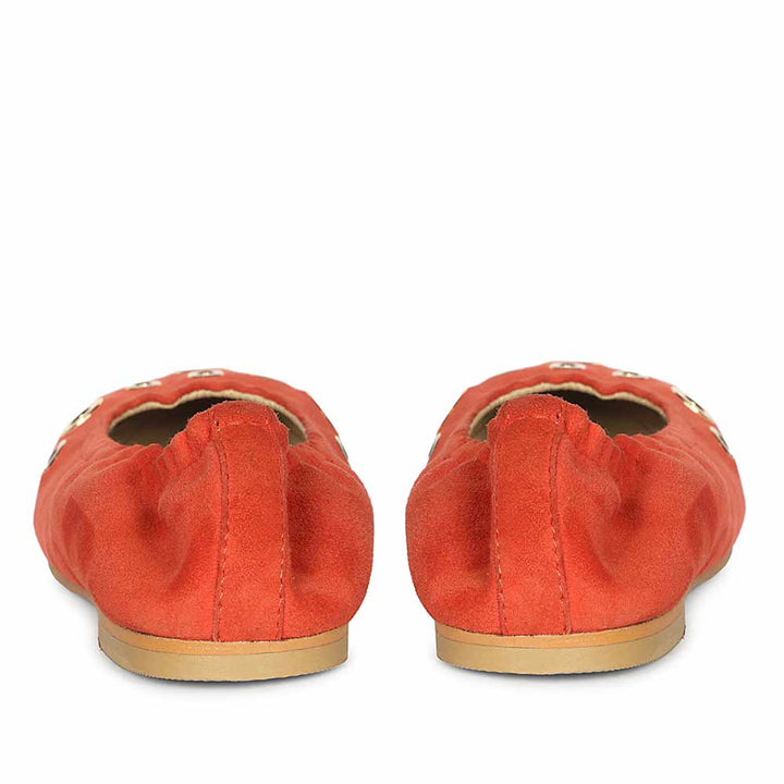 Saint Tesslyn Red Suede Eyelet Embellished Ballerinas