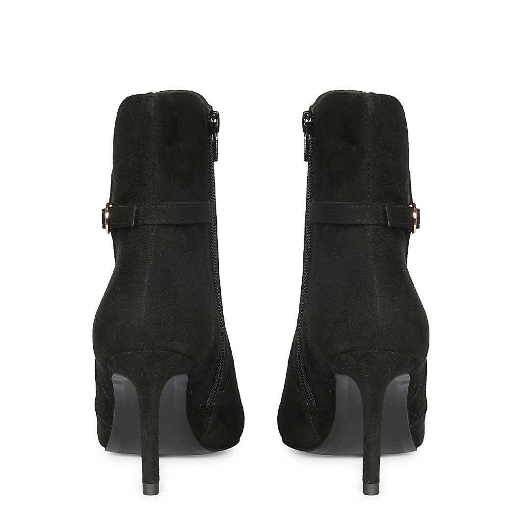 Saint Malia Gold Buckle Black Suede Leather Boots
