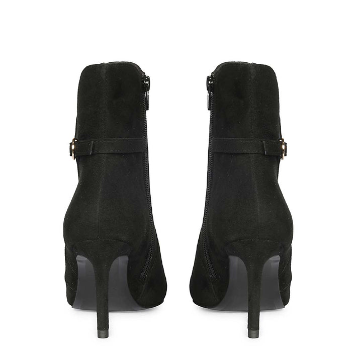 Saint Malia Gold Buckle Black Suede Leather Boots