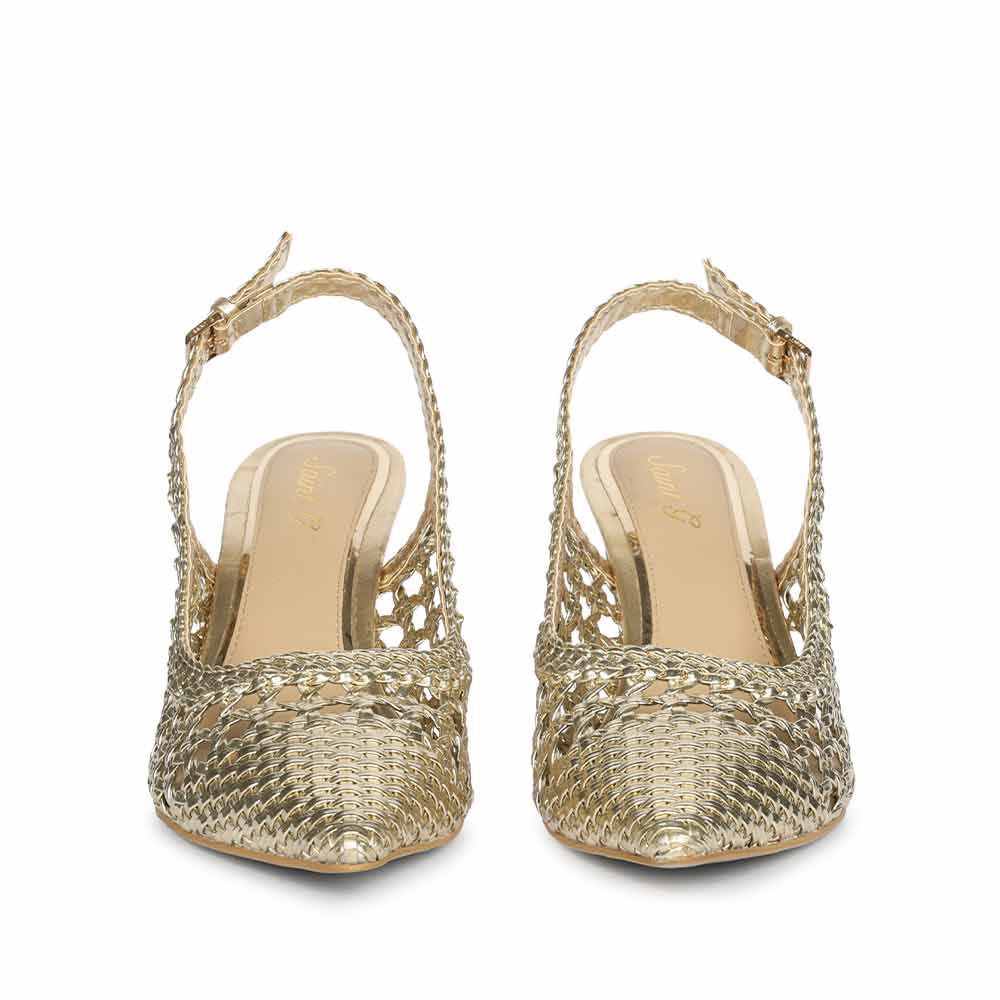 Saint Tamia Platin Hand Woven Leather Pumps