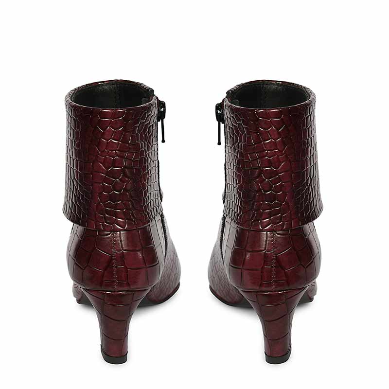 Saint Eden Fold-Over Bordo Croco Ankle Boots