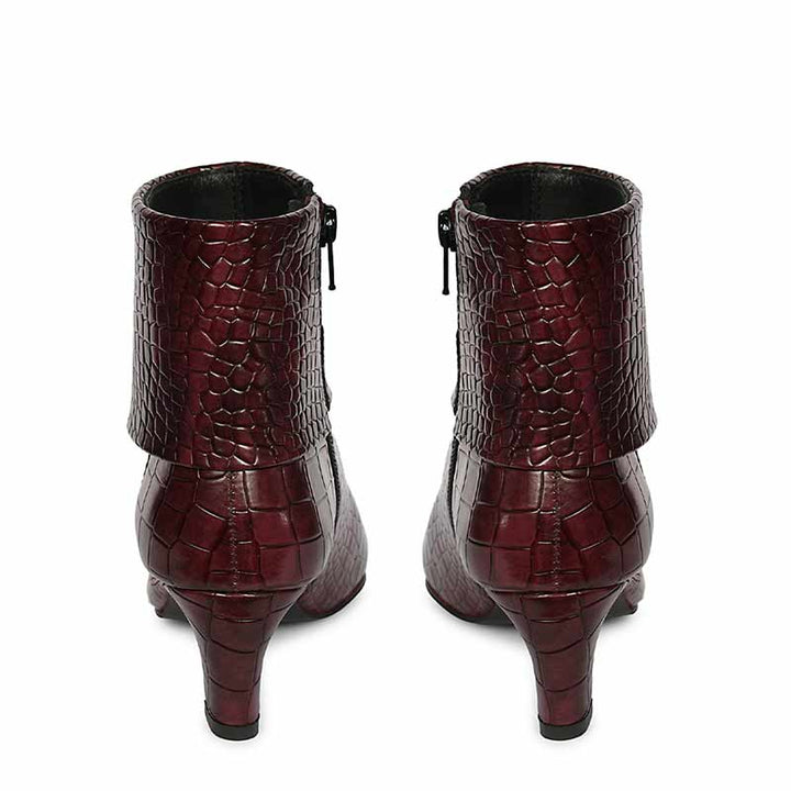 Saint Eden Fold-Over Bordo Croco Ankle Boots