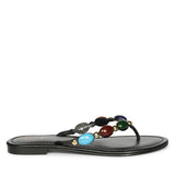 Saint Milira Multi Stone Black Leather Flats