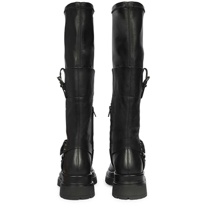 Saint Cora Fold-Over Cuff Black Leather Long Boots