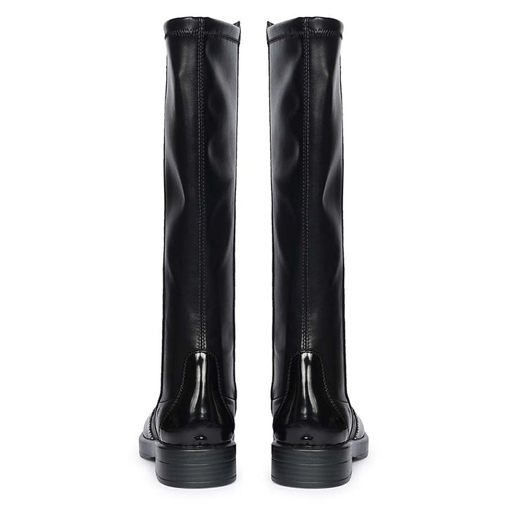 Saint Marcelline Studded Black Leather Long Boots