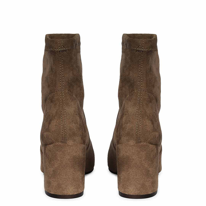Saint Taupe Leather High Ankle Boots