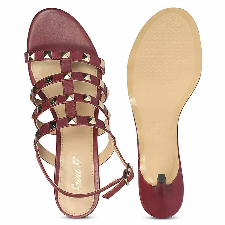 Saint Colette Rockstud Bordo Leather Stilettos