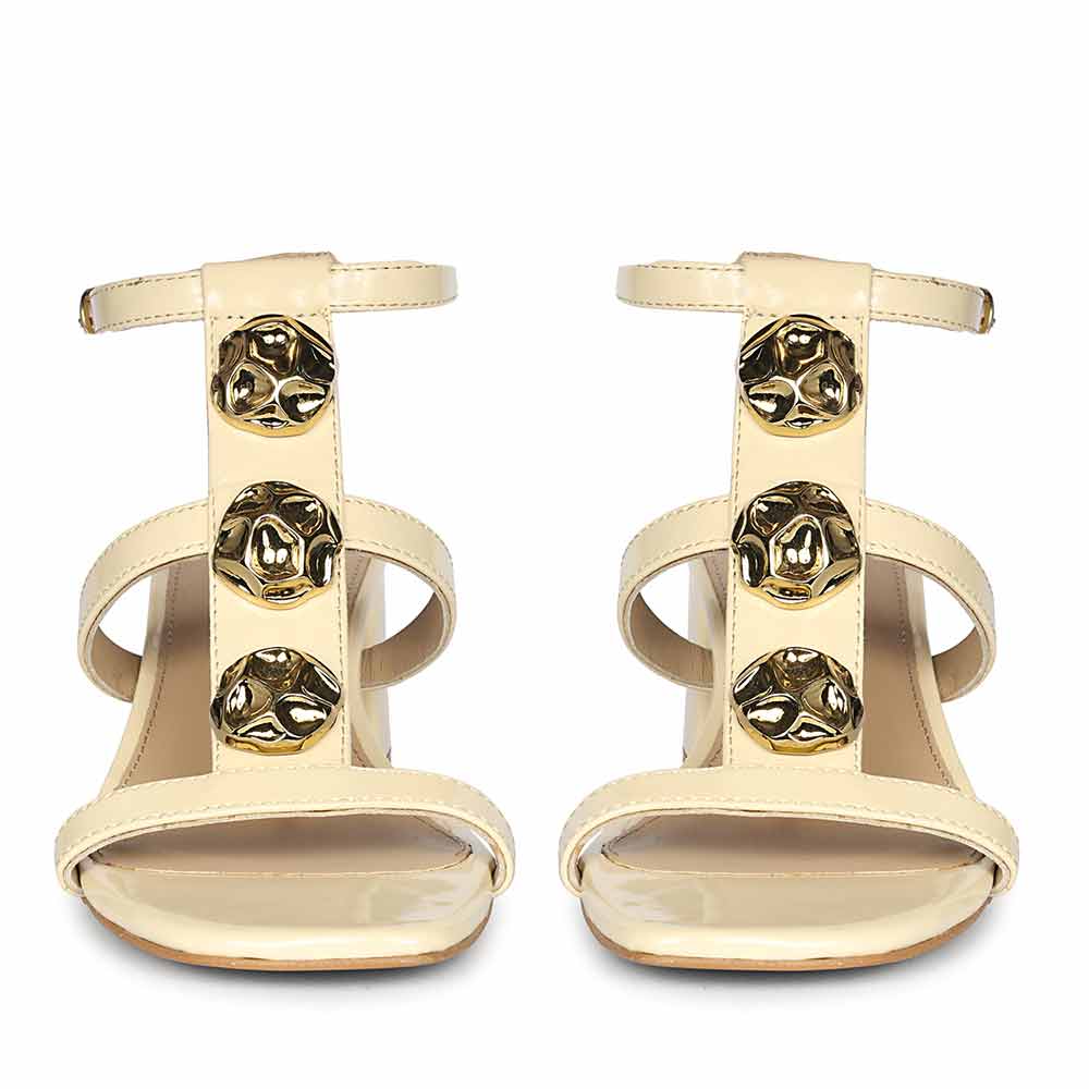 Saint Solea Off White Vegan Leather Block Heels