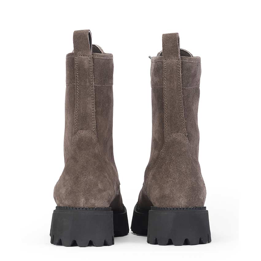 Saint Anastasia Grey Suede Leather Lace Up High Ankle Boots