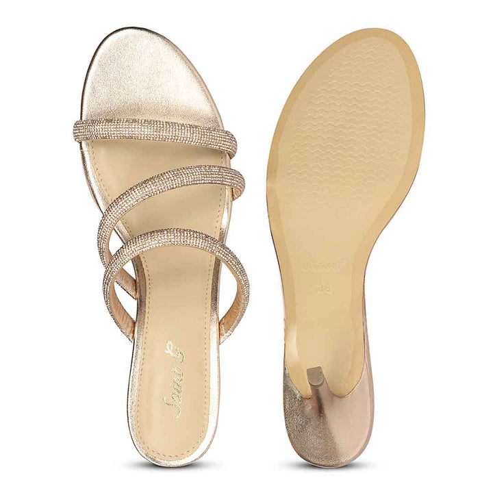 Saint Layla Crystal Cord Rose  Gold Leather Stilettos