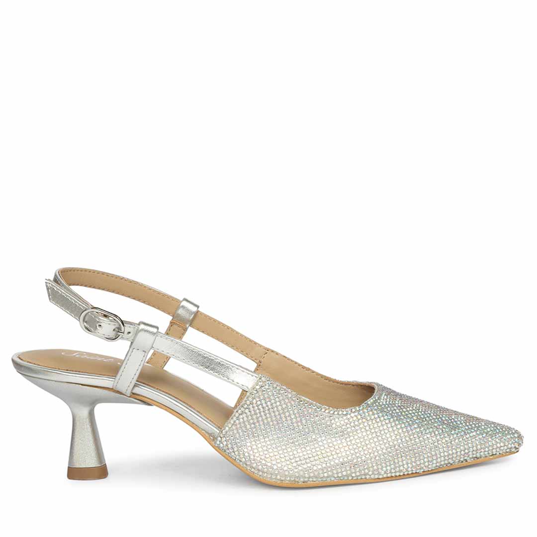 Saint Trinity Crystal Glimmer Silver Leather Pumps