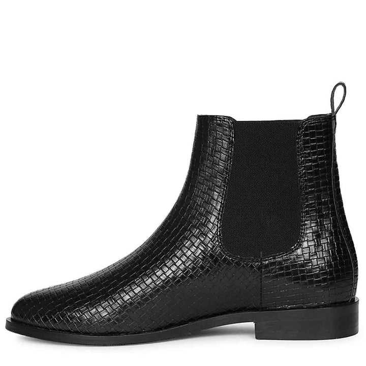Saint Amara Woven Embossed Chelsea Leather Boots
