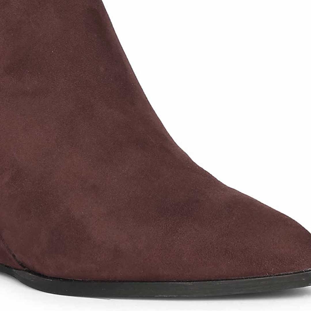 Saint Rosabel Pearl Bordo Suede Leather Wedge Ankle Boots