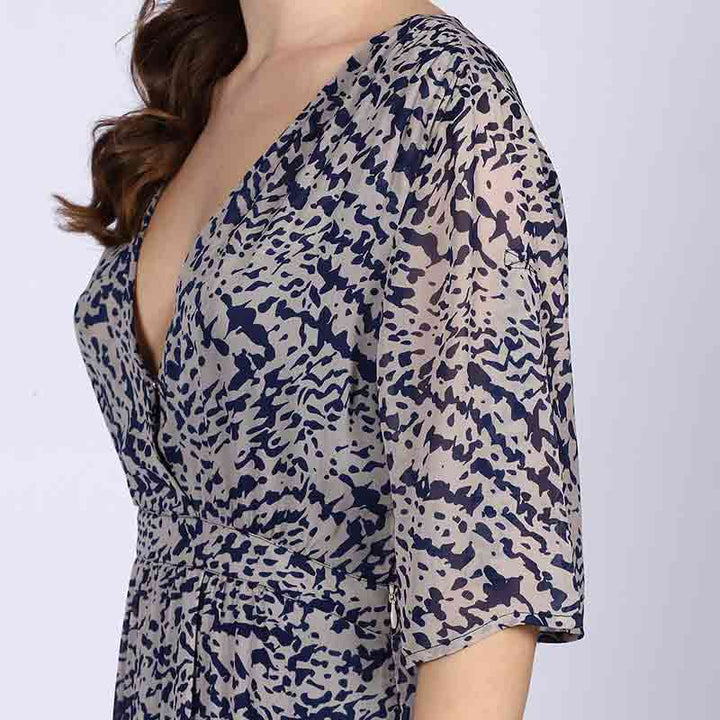 Saint Margot Navy Abstract Print Viscose Mini Dress