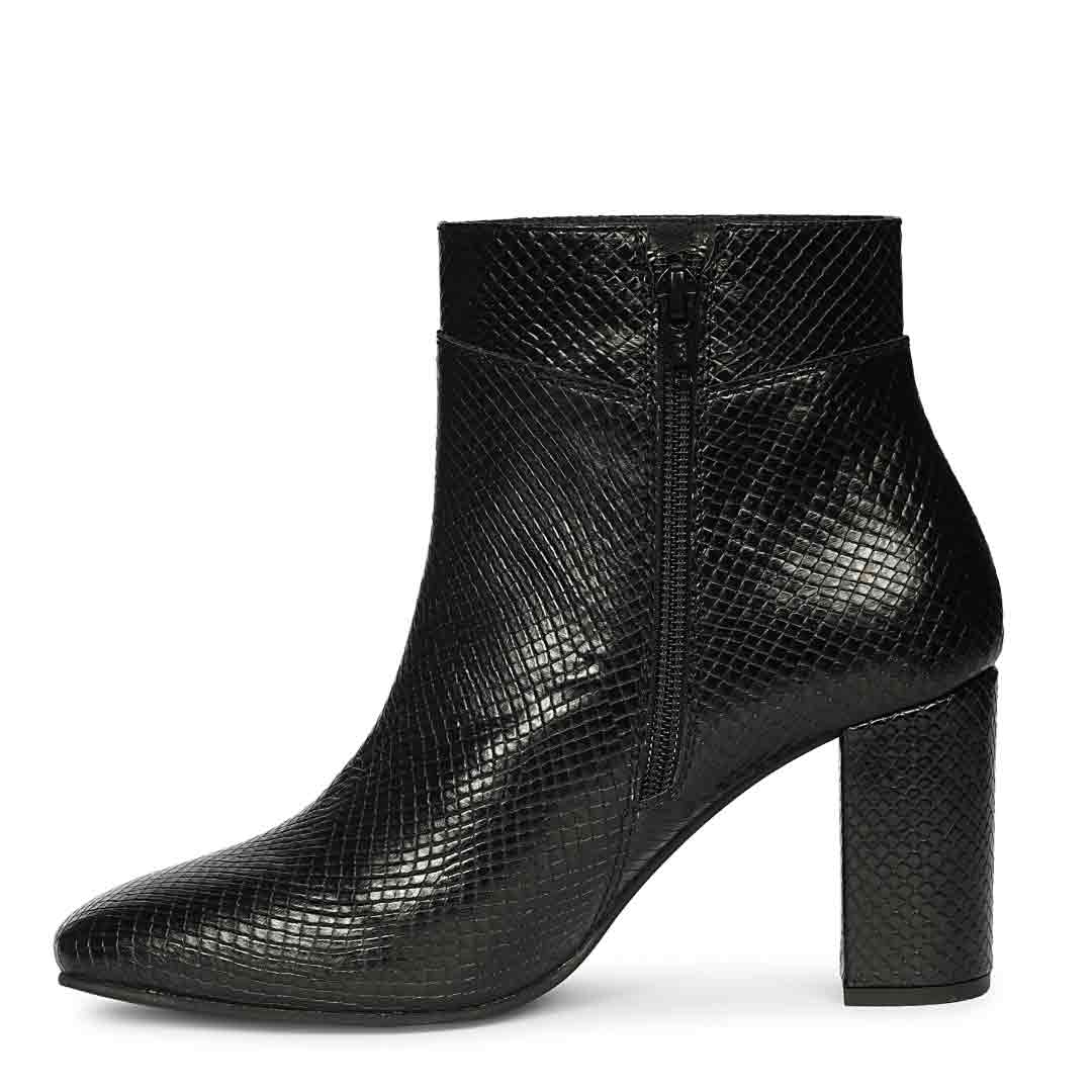 Saint Amara Black Snake Embossed Leather Ankle Boots
