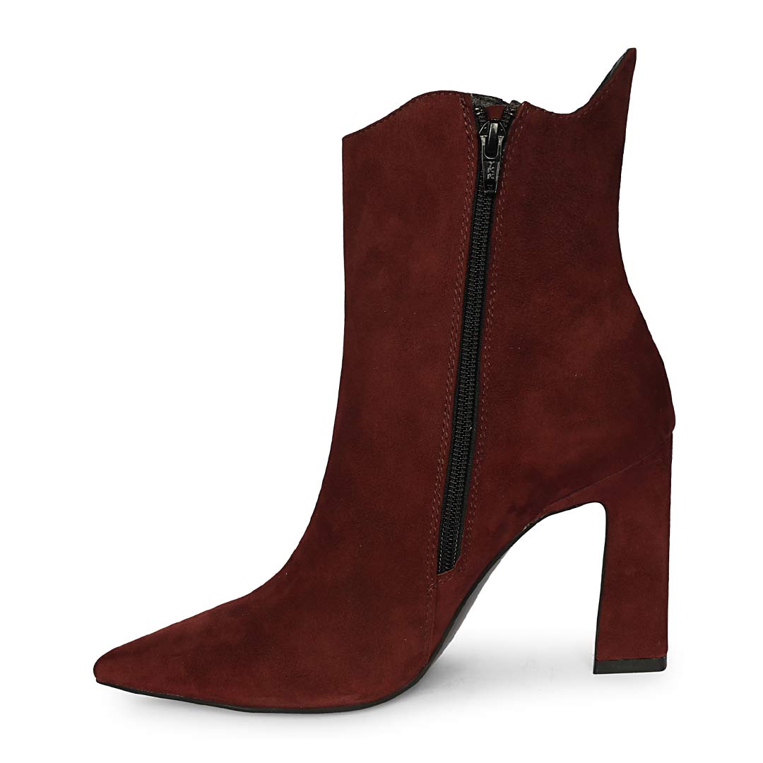 Saint Eliza Burgundy Suede Leather Ankle Boots