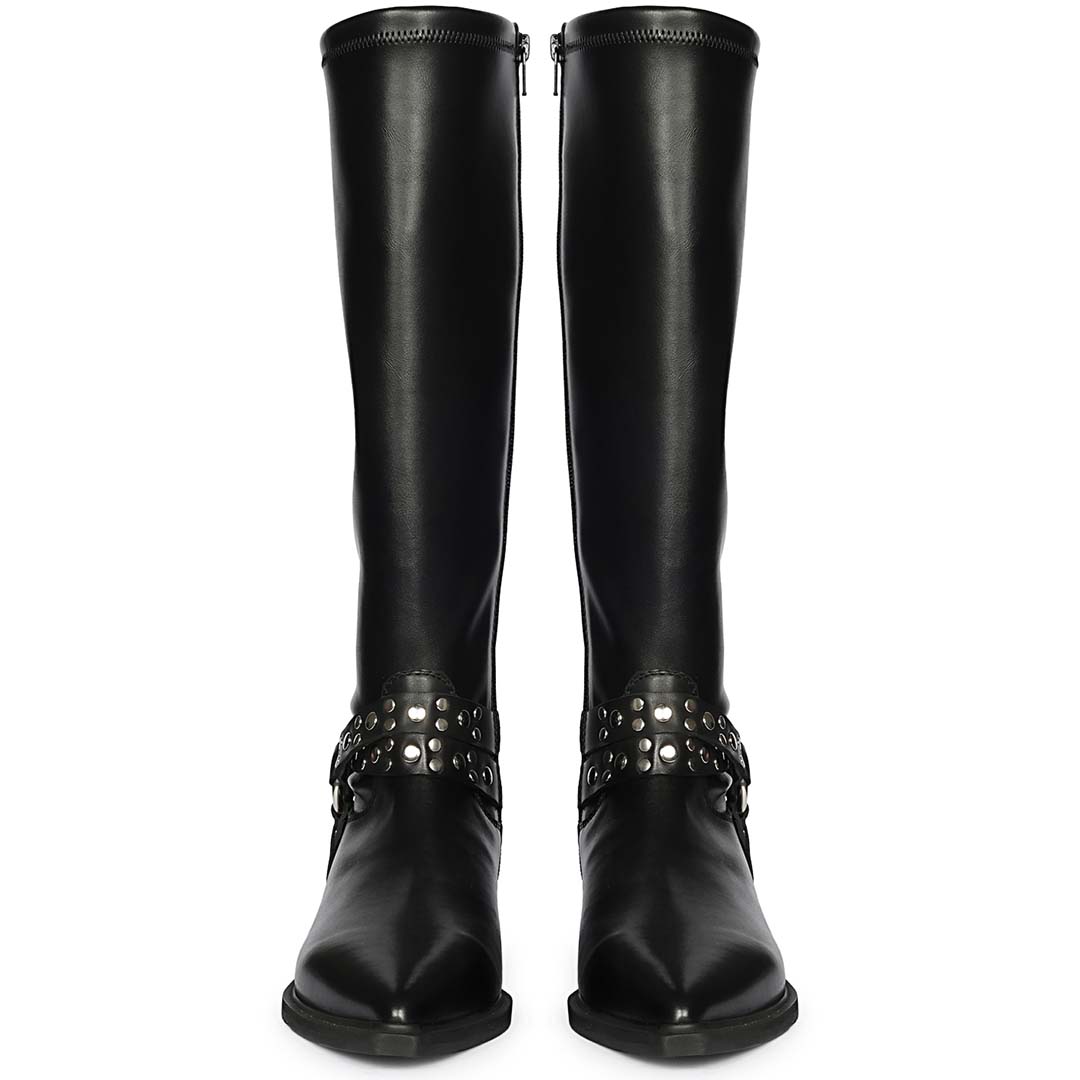 Saint Selene Studded O-Ring Strap Stretch Napa Long Boots