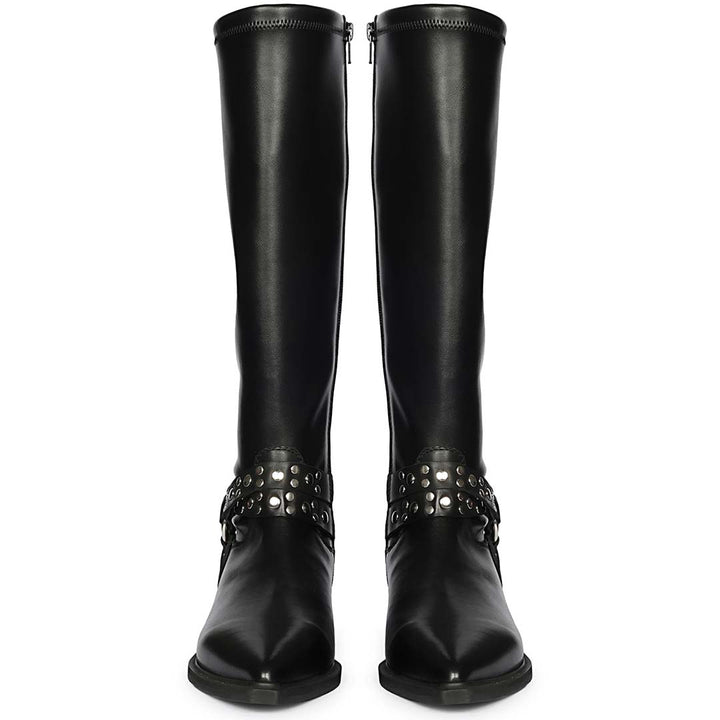 Saint Selene Studded O-Ring Strap Stretch Napa Long Boots
