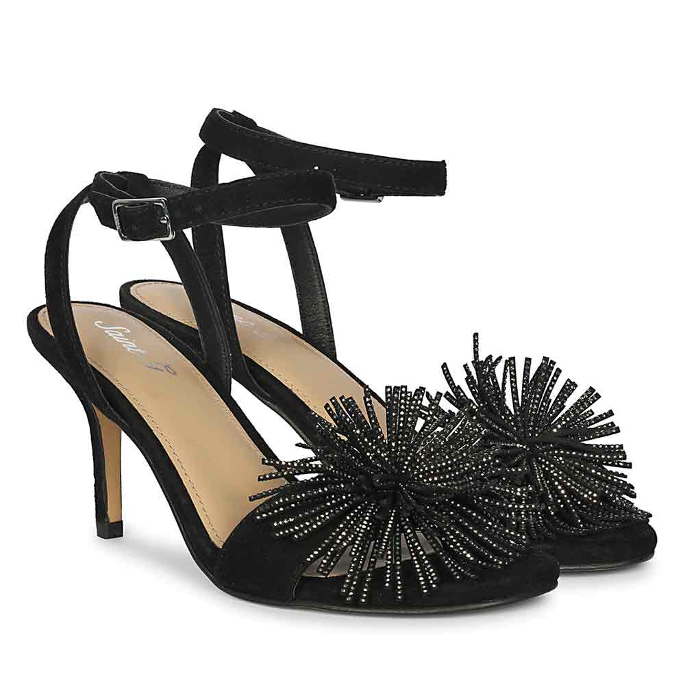 Saint Liora Black Suede Fringe Stilettos