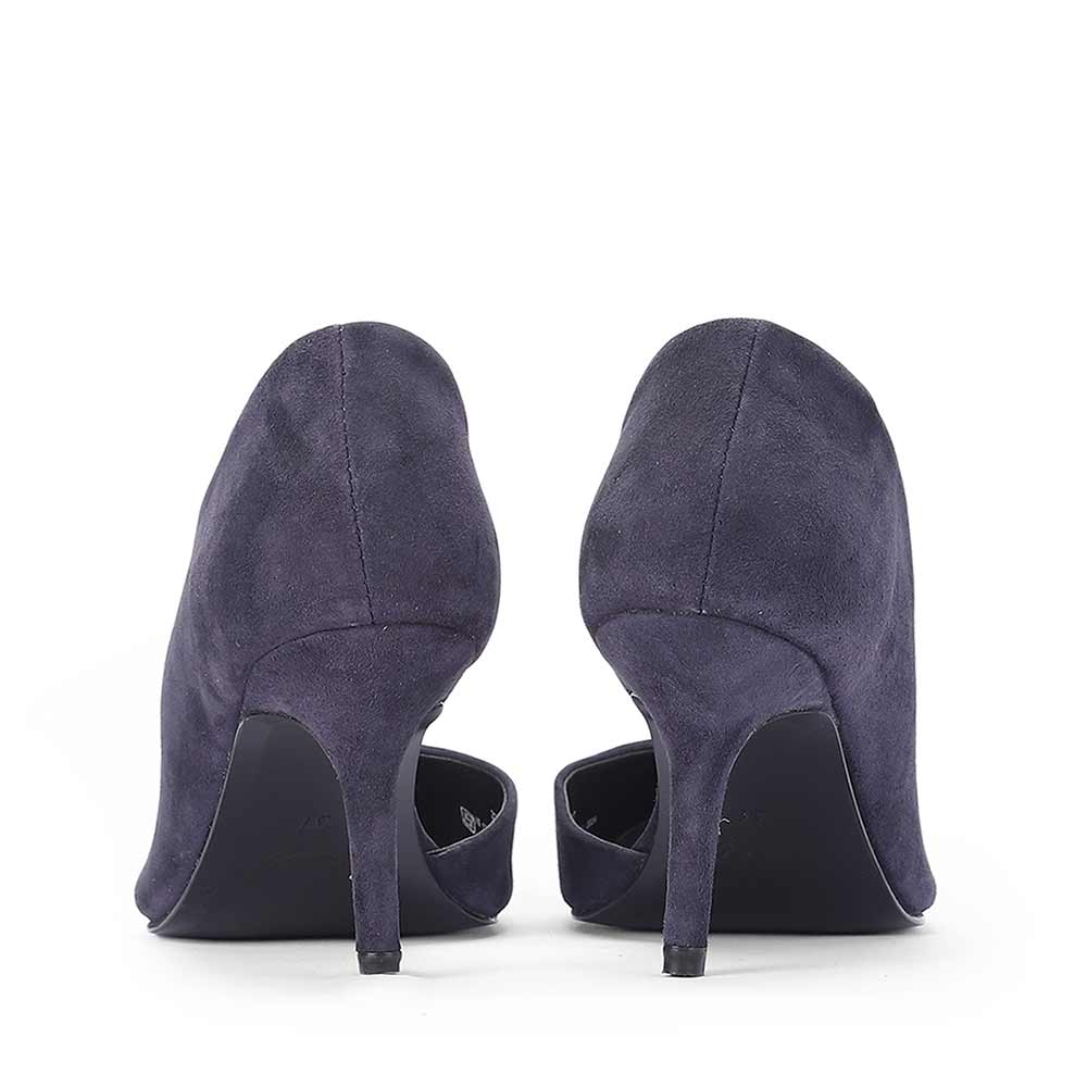 Saint Layla D’Orsay Cut Navy Suede Leather Pumps