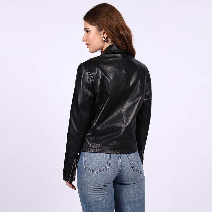 Saint Ginevra Black Leather Women Biker Jackets