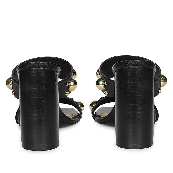 Saint Maelle Embellished Black Leather High Heels