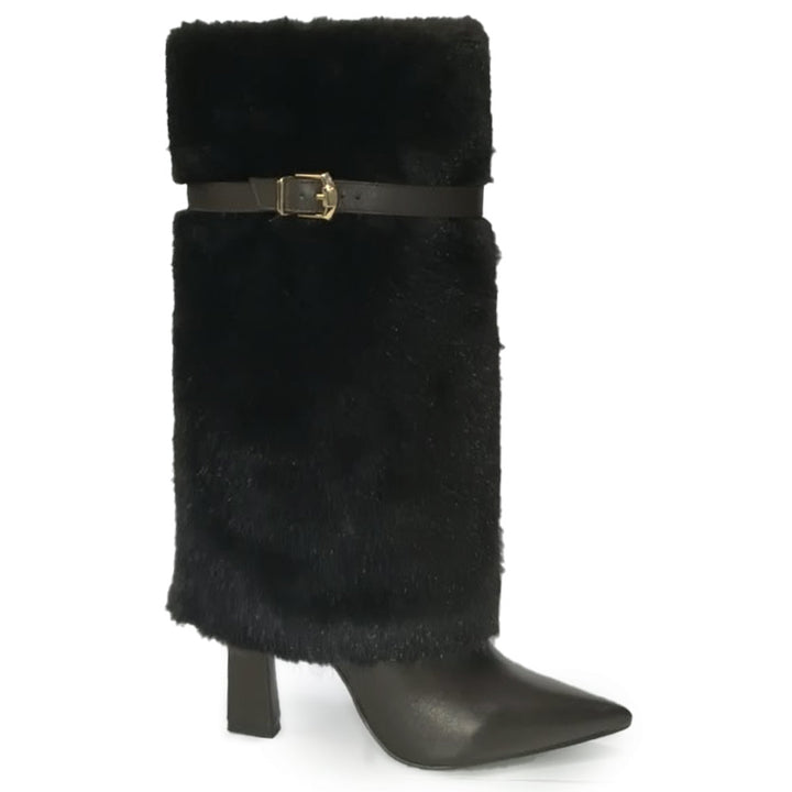 Saint Cloud Fur Cuff Dark Brown Leather Calf Boots