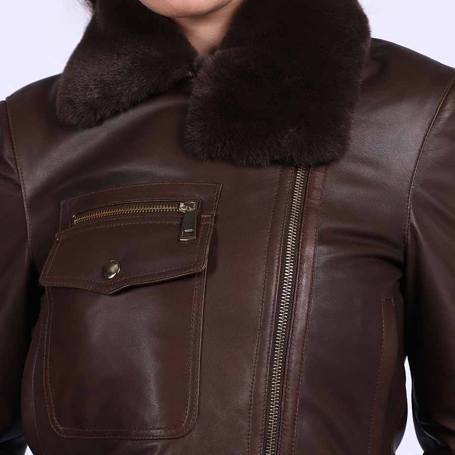 Saint Darcy Brown Leather Women Biker Jacket