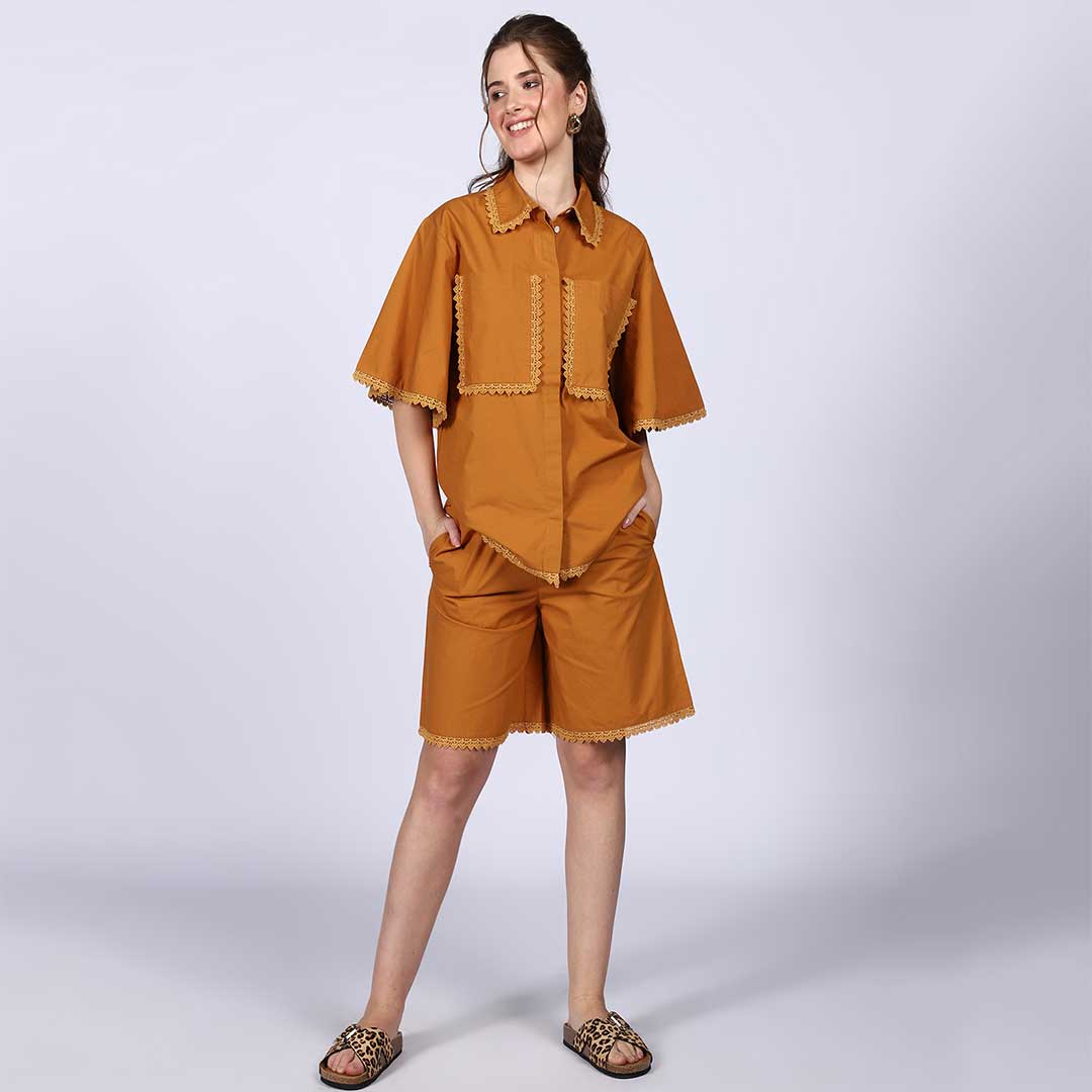 Saint Camille Mustard Cotton Poplin Co-ord Set