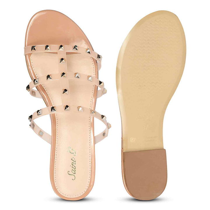 Saint Venera Metal Studded Blush Vegan Leather Flats